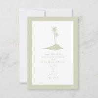 Modern Island Beach Wedding Save The Date - Green