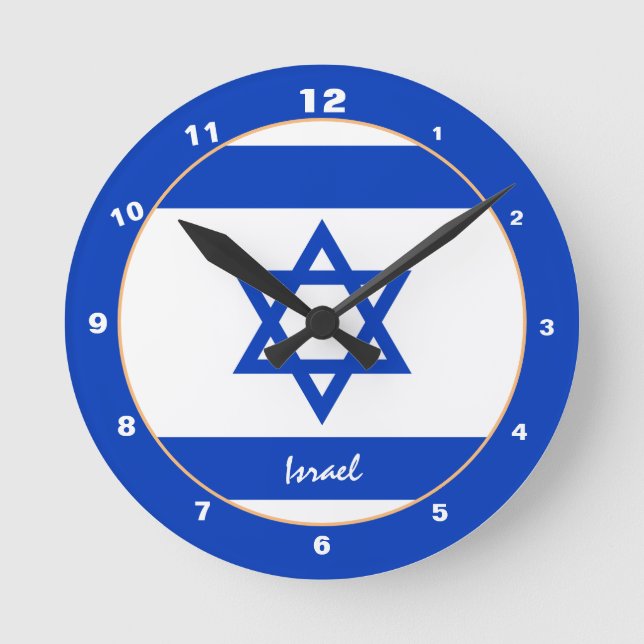 Modern Israel Flag, Israel Home / design Round Clock (Front)