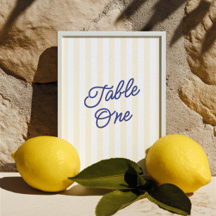  Modern Italian Blue & Yellow Striped Wedding Invitation