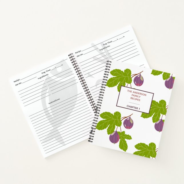 Modern Italian Figs and Leaves Family Recipe Book (Inside)