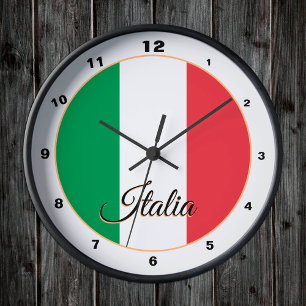 Modern Italian Flag & Italy trendy Home / design Round Clock