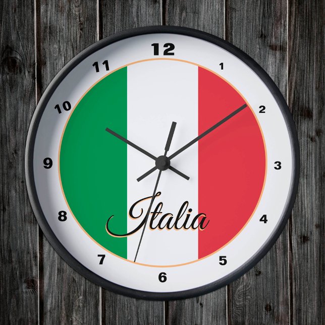 Modern Italian Flag & Italy trendy Home / design Round Clock (Creator Uploaded)