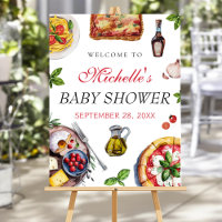 Modern italian italy food baby shower welcome sign