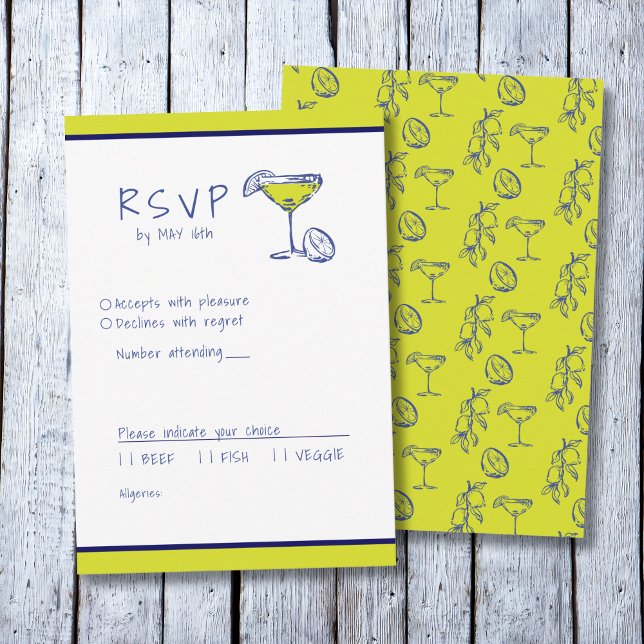 Modern Italian Mediterranean limoncello RSVP Card (Creator Uploaded)