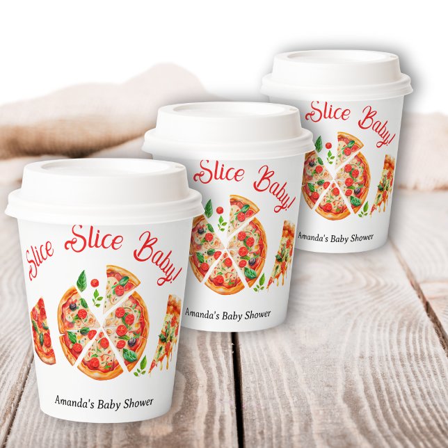 Modern Italian Pizza Party Slice Slice Baby Shower Paper Cups (Creator Uploaded)
