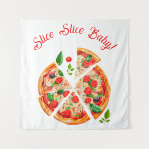 Modern Italian Pizza Party Slice Slice Baby Shower Tapestry