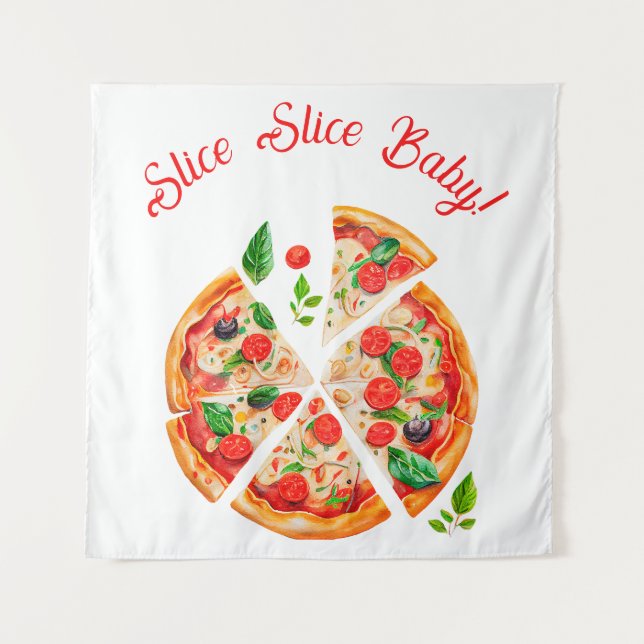 Modern Italian Pizza Party Slice Slice Baby Shower Tapestry (Front)