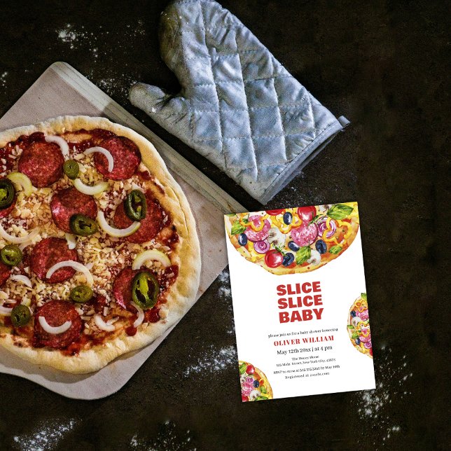 Modern Italian Slice Slice Pizza Baby Shower Invitation (Modern Italian Slice Slice Pizza Baby Shower Invitation)