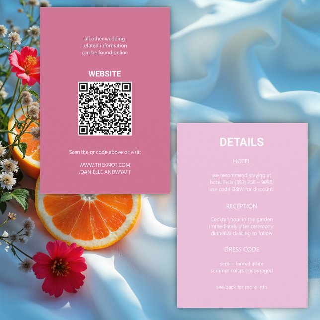 Modern Italian Summer Wedding Details QR code Enclosure Card (Creator Uploaded)