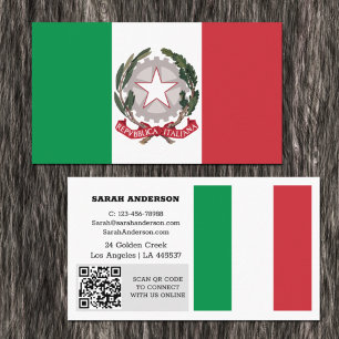 Modern Italy, Business Card, Italian Flag /QR Code Business Card