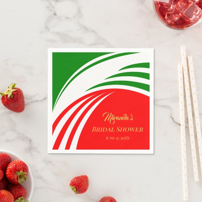 Modern Italy Flag Bridal Shower Napkin (Insitu)