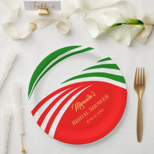 Modern Italy Flag Bridal Shower Paper Plate