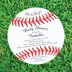 Modern It's A Boy Baseball Baby Shower Invitations