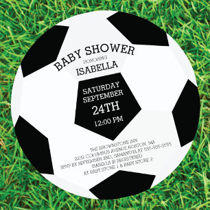 Modern It's A Boy Soccer Baby Shower Invitations