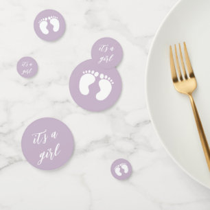 Modern Its a girl baby shower cute purple Confetti