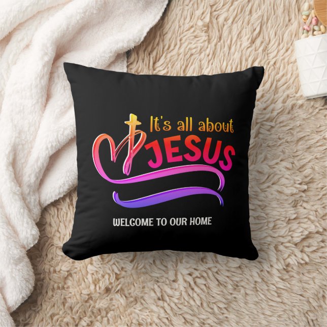 Modern IT'S ALL ABOUT JESUS Christian WELCOME Cushion (Blanket)