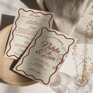 Modern Ivory All In One Colourful Retro Wedding Invitation