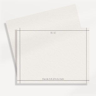 Modern ivory and black monogram stationery note ca invitation