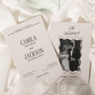 Modern Ivory and Brown Wedding Invitation