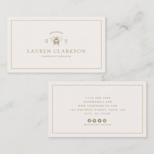 Modern Ivory and Gold Bee Logo Beekeeper Business Card