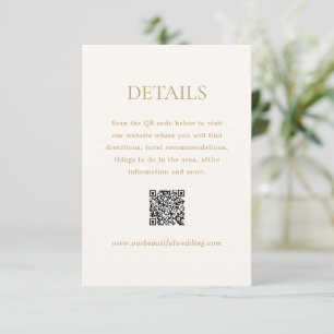 Modern Ivory and Gold QR Code Elegant Wedding Enclosure Card