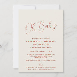 Modern ivory Baby Shower Elegant Script Invitation