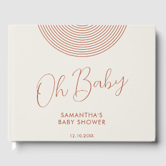 Modern ivory Baby Shower geometric Guest Book