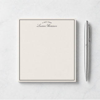 Modern ivory, black border notepad