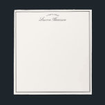 Modern ivory, black border  notepad<br><div class="desc">A timeless and sophisticated notepad featuring a clean black border frame and elegant script personalization at the top. Perfect for jotting down daily notes,  to-do lists,  reminders,  or desk messages. Its minimal,  polished design makes it versatile for home,  office,  or gifting.</div>