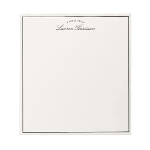 Modern ivory, black border notepad