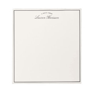 Modern ivory, black border notepad