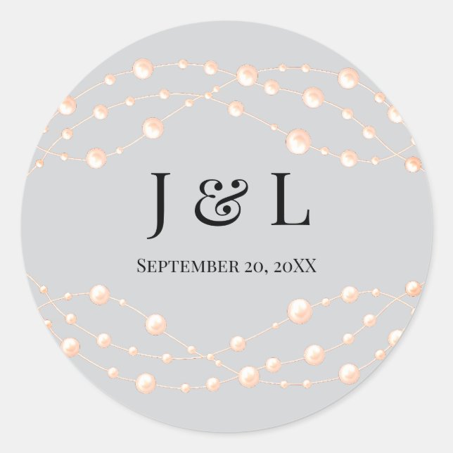 Modern Ivory Blush Romantic Pearl Neutral Wedding Classic Round Sticker (Front)