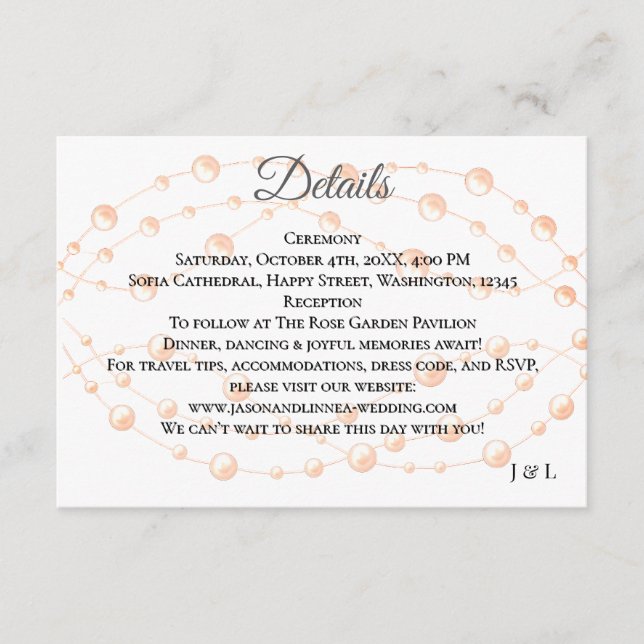 Modern Ivory Blush Romantic Pearl Neutral Wedding Enclosure Card (Front)