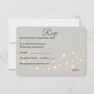 Modern Ivory Blush Romantic Pearl Neutral Wedding RSVP Card