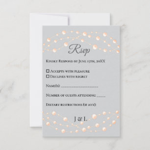 Modern Ivory Blush Romantic Pearl Neutral Wedding RSVP Card