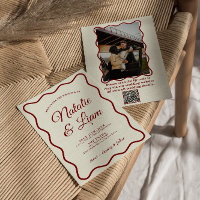 Modern Ivory Bold Retro Funky Photo Unique Wedding