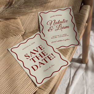 Modern ivory Bright Funky Bold Retro Wedding    Save The Date