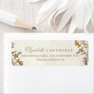 Modern Ivory & Gold ⎮Rose Elegant Wedding Return Address Label
