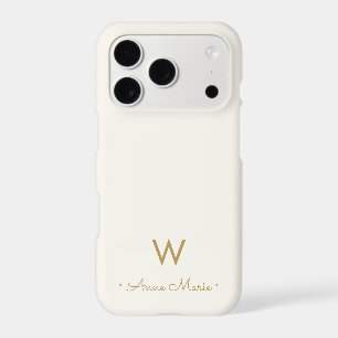 Modern Ivory Gold Script Monogram