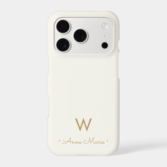 Modern Ivory Gold Script Monogram (Back)