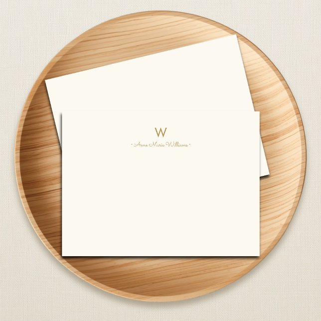 Modern Ivory Gold Script Monogram Card (Creator Uploaded)