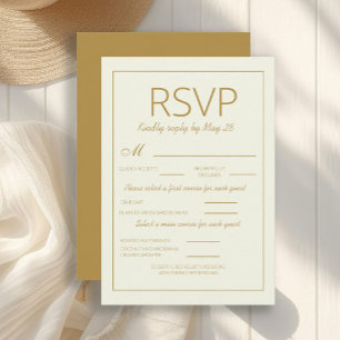 Modern Ivory Gold Wedding RSVP  Meal Choice