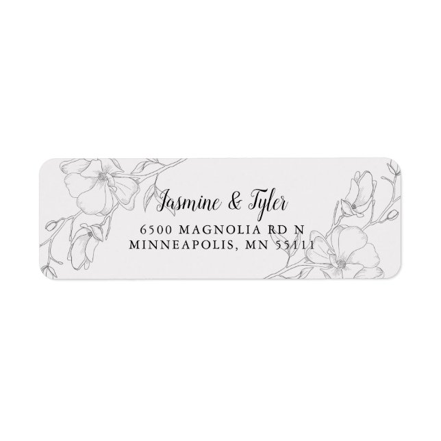 Modern Ivory Magnolia Flowers Return Address Label (Front)