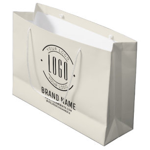 Modern ivory minimalist logo business  large gift bag