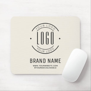 Modern ivory minimalist logo business  mouse pad