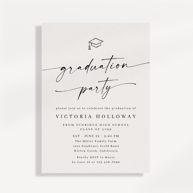 Modern Ivory Non Photo Graduation Party Invitation (Creator Uploaded)