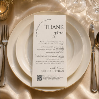 Modern Ivory Place Setting Thank You Card QR Code