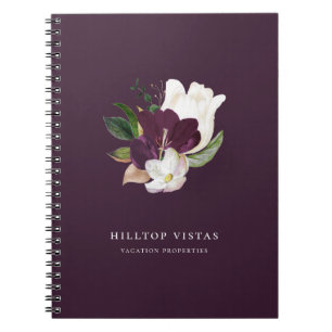 Modern Ivory Purple Floral Bouquet Plum Notebook