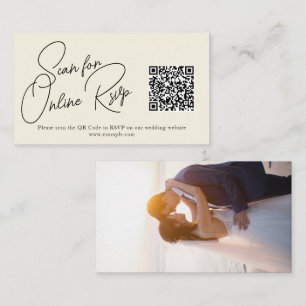 Modern Ivory RSVP card featuring photo and QR code
