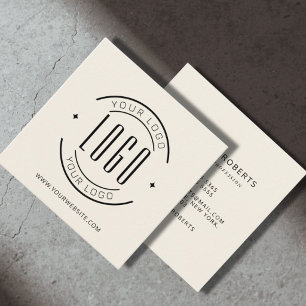 Modern ivory simple add your logo  square business card